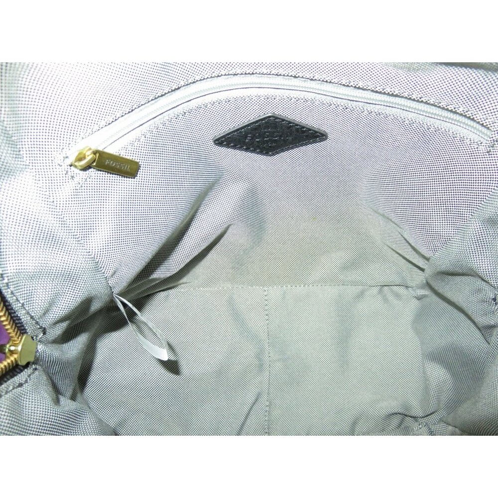 FOSSIL Megan Silver & Black Metallic Python Embossed Leather Backpack & Key - Picture 10 of 15